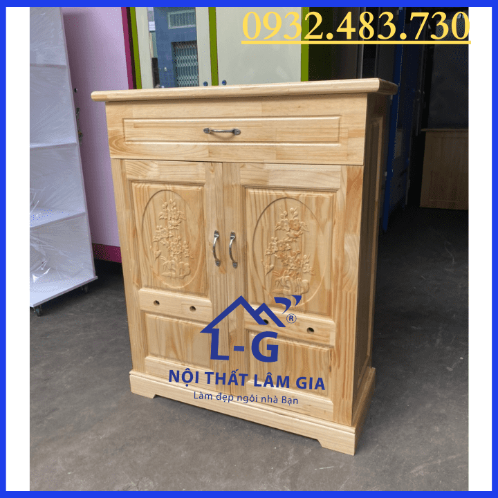 Tủ để giày dép gỗ tự nhiên ngang 80cm màu vàng
