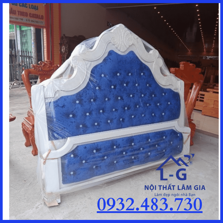 Giường sắt hộp tân cổ điển cao cấp sang trọng 1m8x2m màu xanh