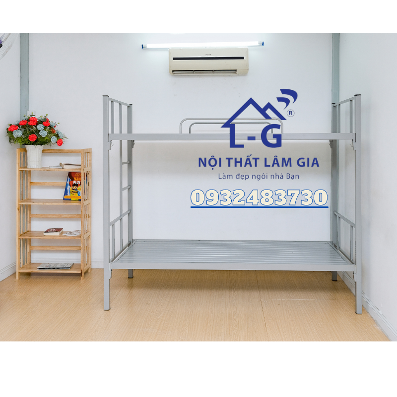 Giường sắt 2 tầng thẳng hộp sắt 4x4 siêu bền giá rẻ