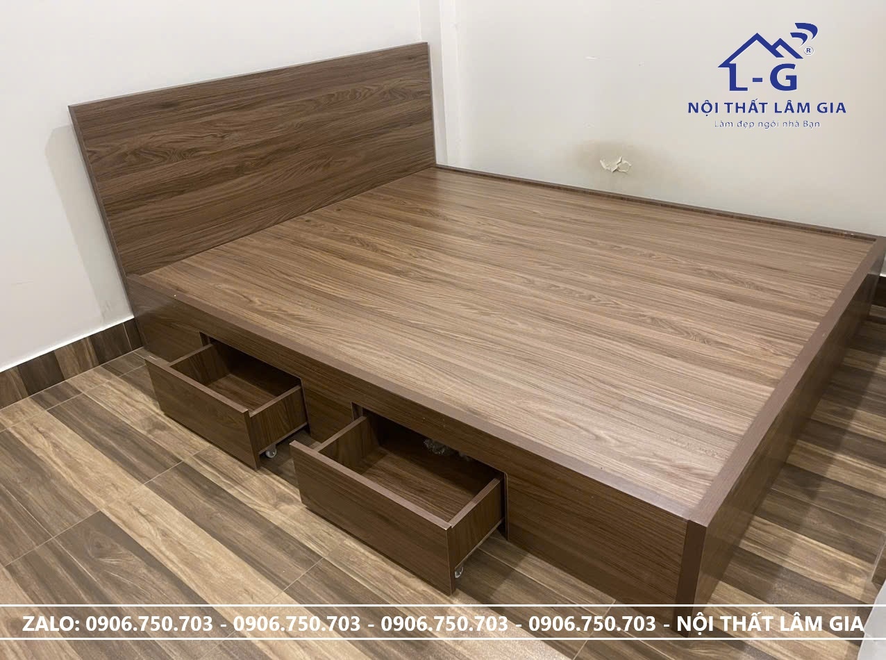 Giường Gỗ MDF Cao Cấp Trơn