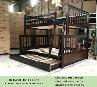 Giường tầng trẻ em có giường kéo 1m2/1.4m x 1.93m xuất khẩu | Mã: BF 168 | Giường Tầng DAV