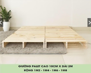 Giường ngủ pallet chân gỗ thông gấp gọn kiểu Hàn Quốc