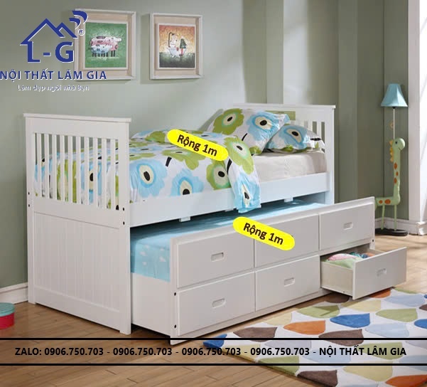 Giường Hộp 2 Tầng Xuất Khẩu GT092 (1m, 1m2) – Tự Nhiên