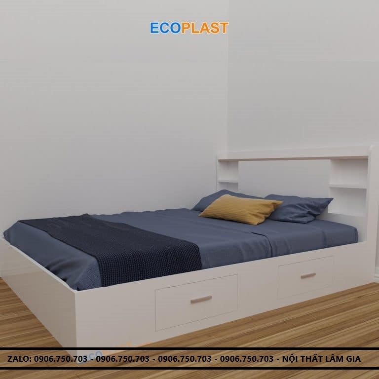 Giường Nhựa Ecoplast 1M8 Màu Trắng Cao Cấp