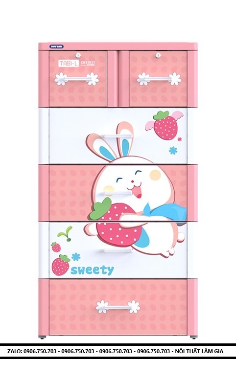 Tủ nhựa duy tân chính hãng Tabi L - Mẫu hồng thỏ
