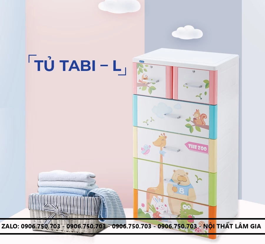 Tủ nhựa Tabi L 5 tầng Mẫu - Hưu cao cổ