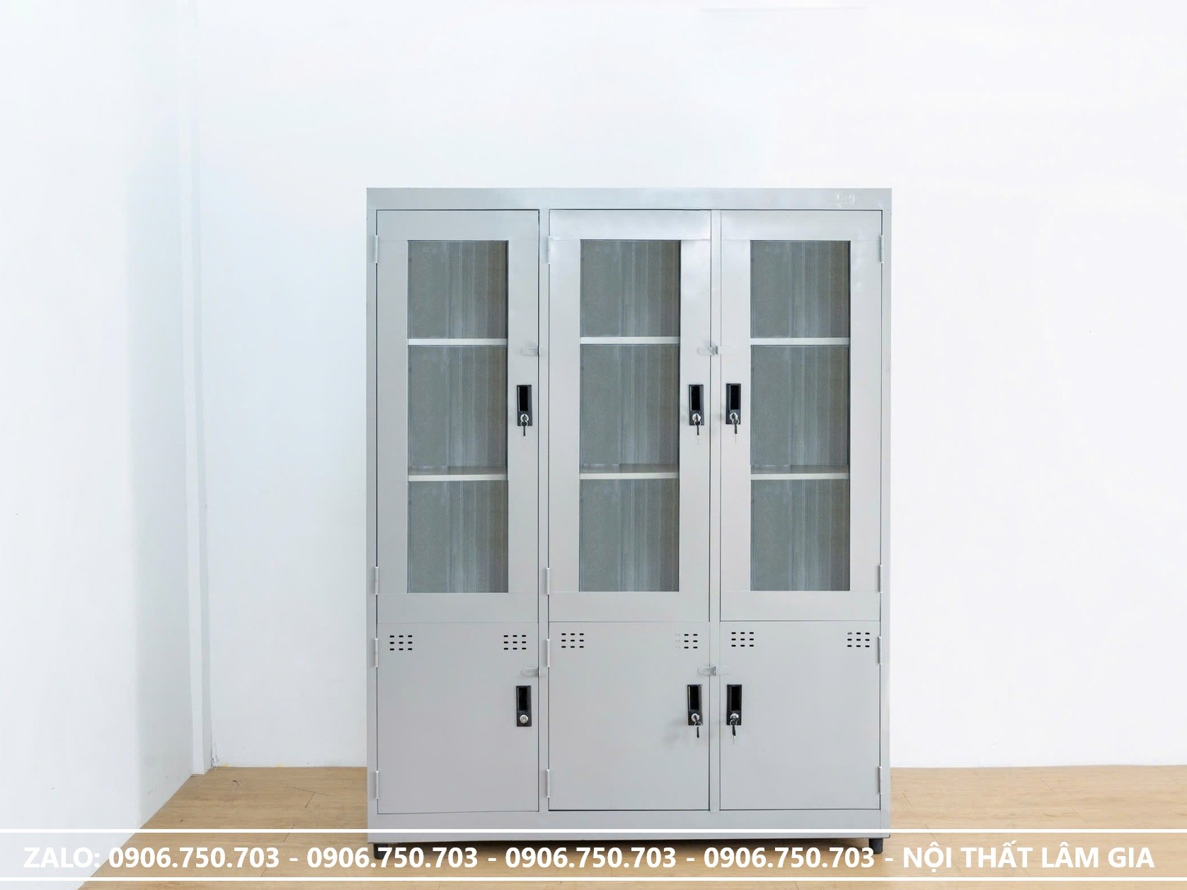 Tủ hồ sơ kính tĩnh điện 3 Cánh kính + 3 Cánh mở giá rẻ