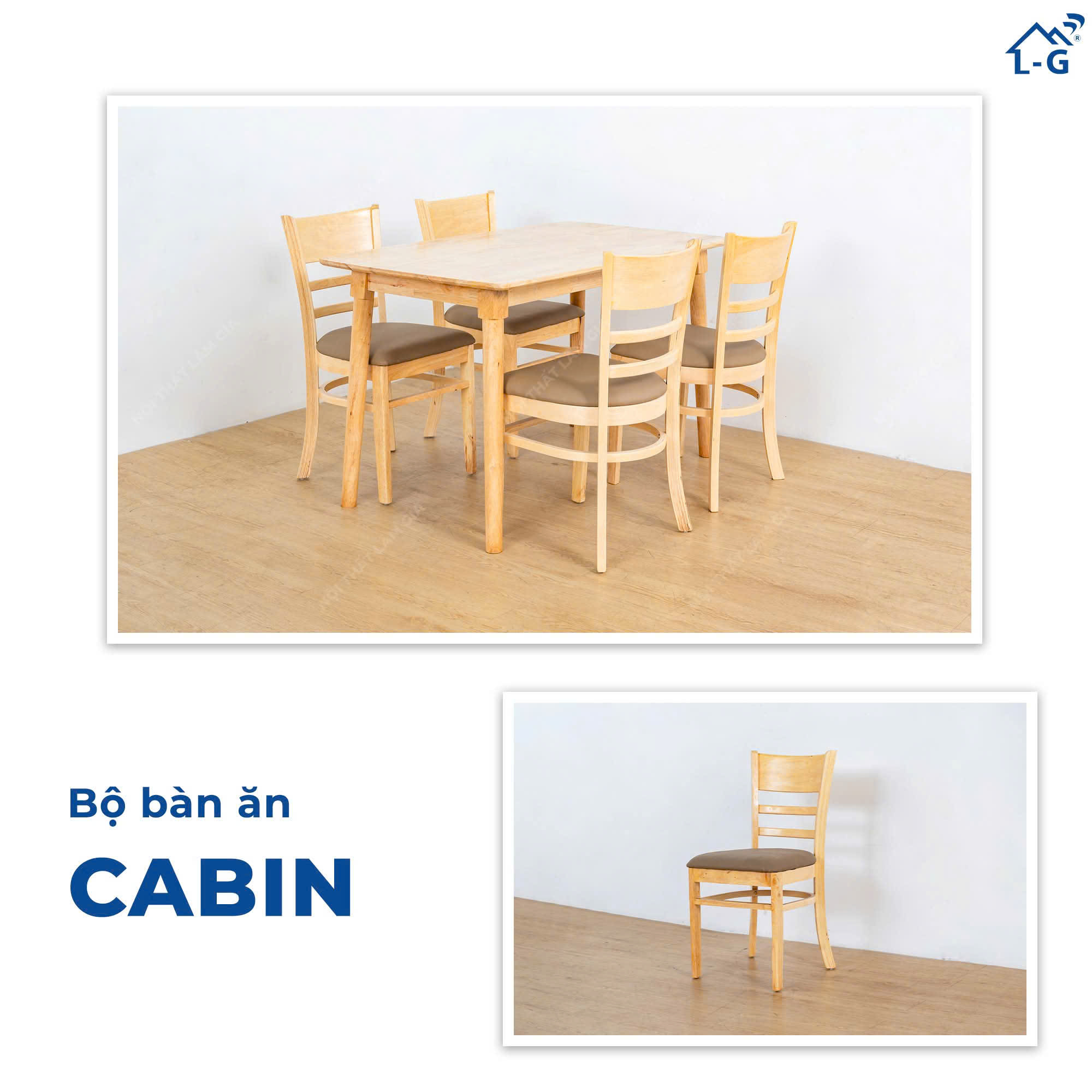 Bộ Bàn Ăn Gỗ Cao Su Cabin Lâm Gia (BBAGCSCBLG)