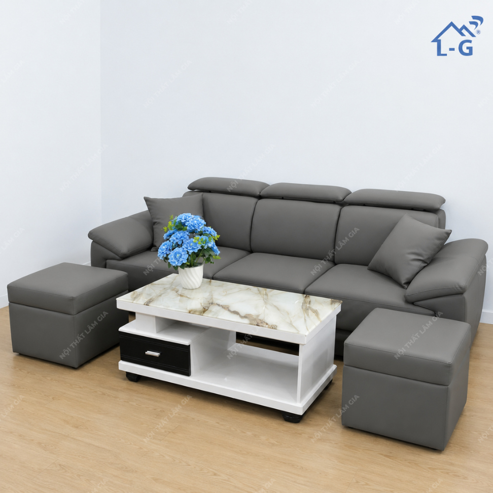 Bộ Sofa BD Băng Bài 2m2 + Đôm + Bàn Trà (SF-LG)