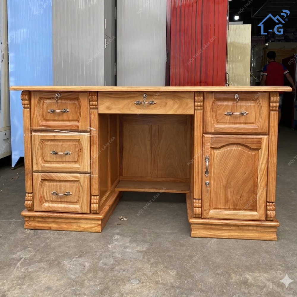 Bàn Làm Việc Gỗ Gõ Lâm Gia (BLVGGLG)