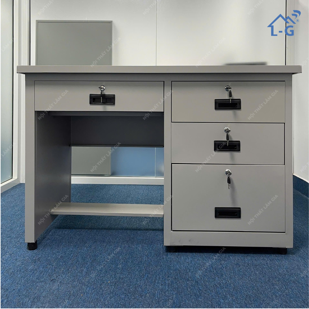 Bàn Làm Việc Sắt Tĩnh Điện 4 Hộc Kéo (BLVSTD4HK)