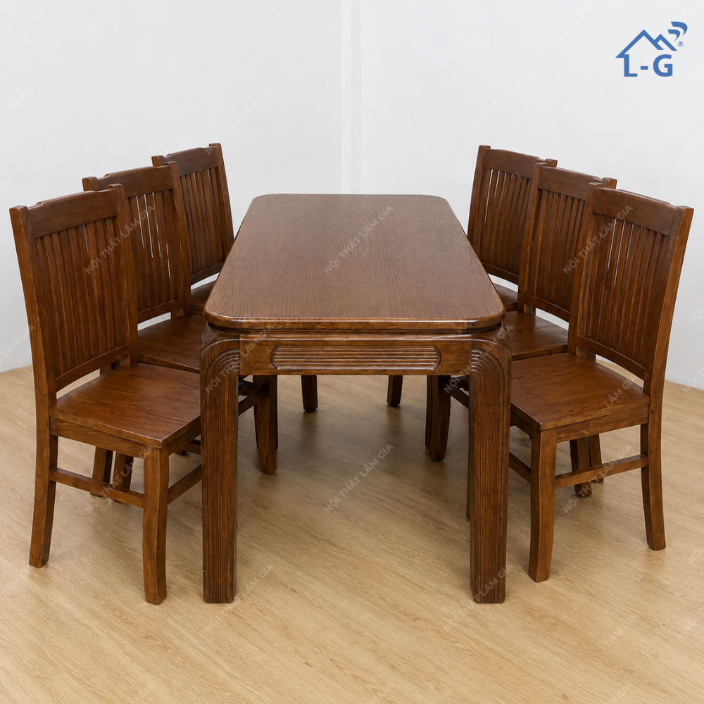 Bộ Bàn Ăn Gỗ Sồi Tự Nhiên Lâm Gia (BBA-LG)