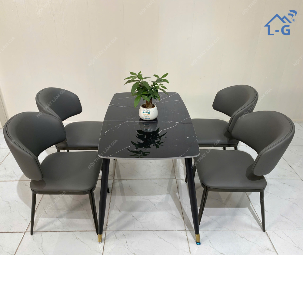 Bộ Bàn Ăn Mặt Đá Ceramic + 4 Ghế Cao Cấp (BBAMDCRM+4GCC)