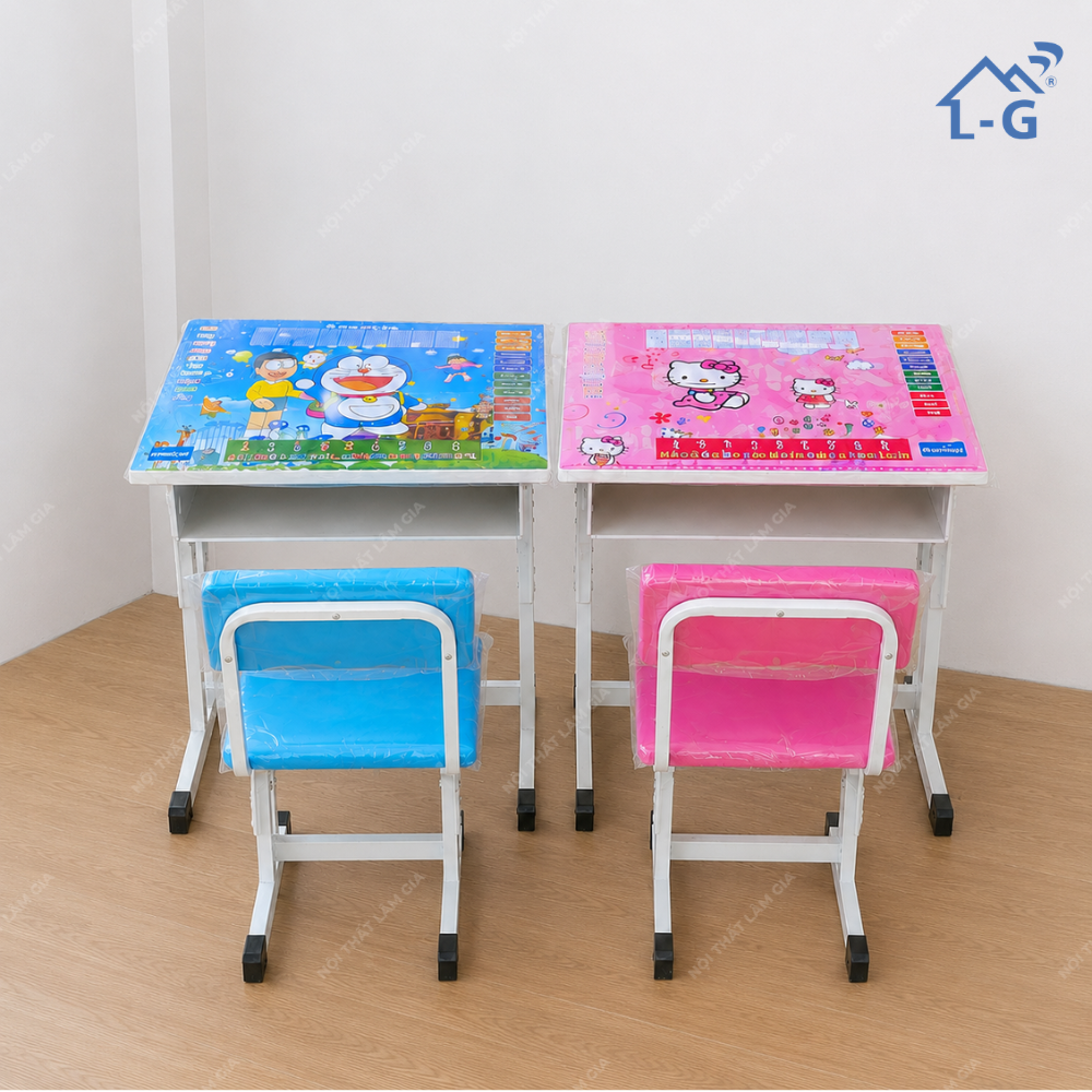 Bộ Bàn Học Sinh Chân Sắt Tăng Giảm Chiều Cao (BHS-LG)