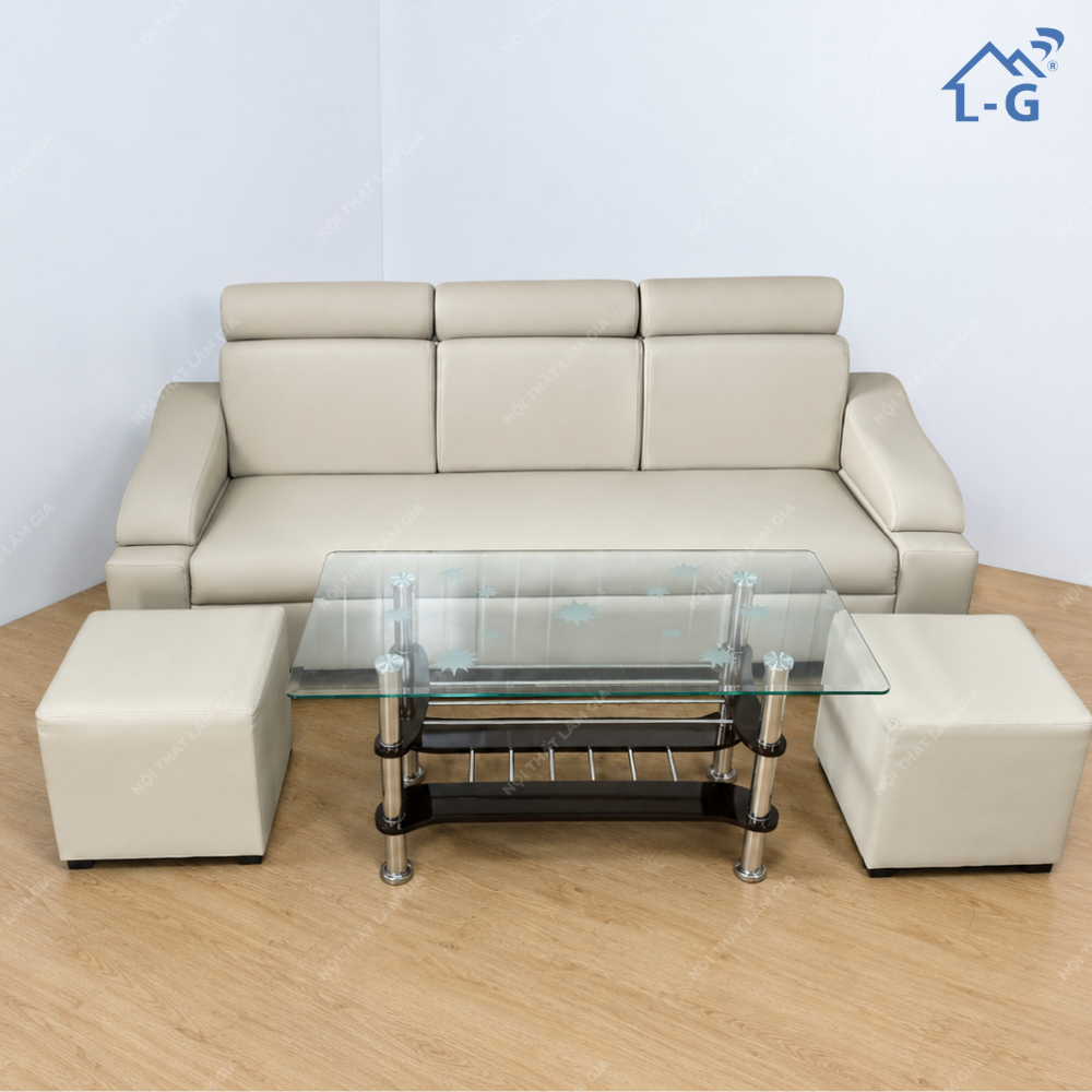 Bộ Sofa Da Kèm Bàn Mặt Kính (SFD-LG)