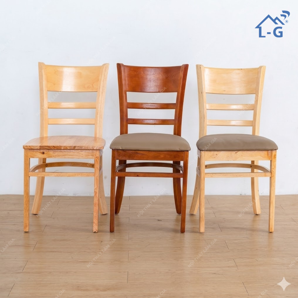Ghế Ngồi Gỗ Cao Su Lâm Gia Cabin (GNGCSLGCB)