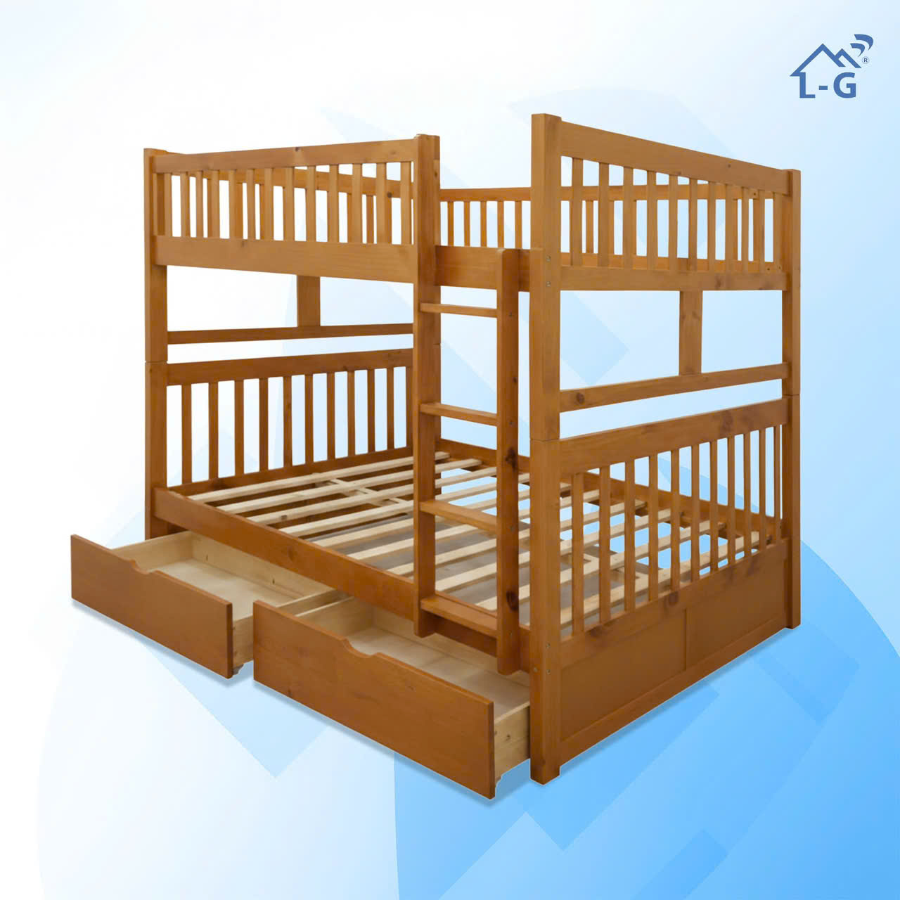 Giường Tầng Gỗ Thông Tầng Bằng (GTGTTB) Mã BS Hộc Kéo