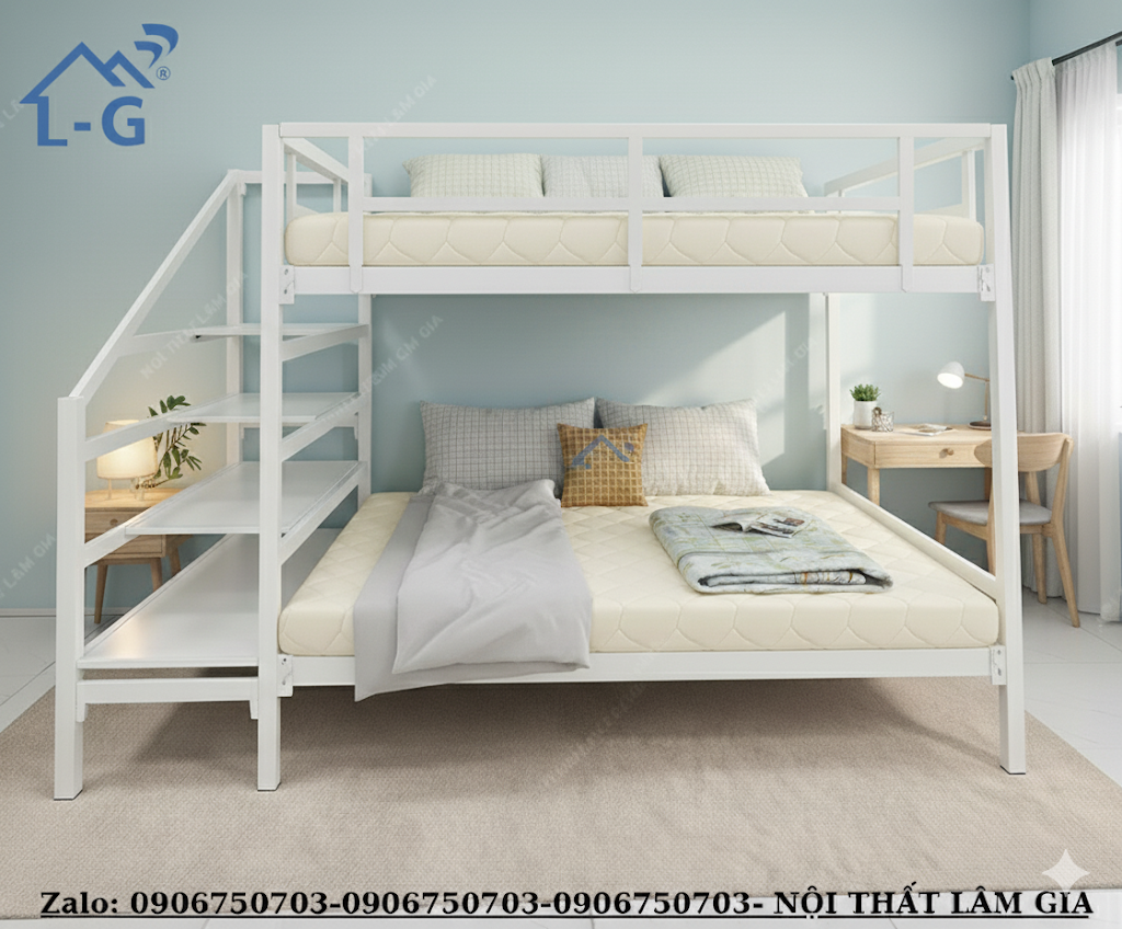 GIường 2 Tầng Sắt Hộp Vuông 4x4 VA Cao Cấp Cho Bé