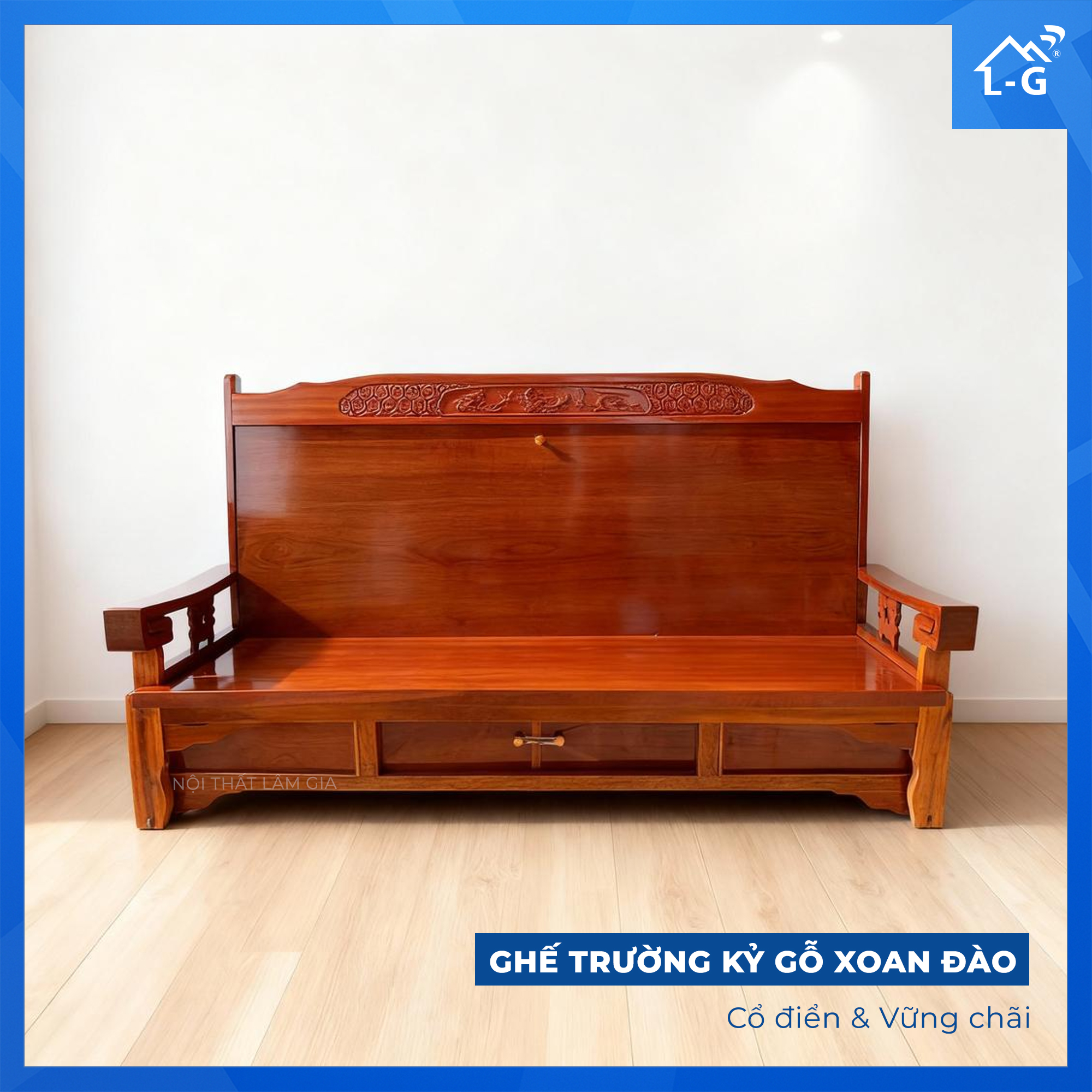 Ghế Trường Kỷ Gỗ Phủ Xoan Đào (GTKGPXD)