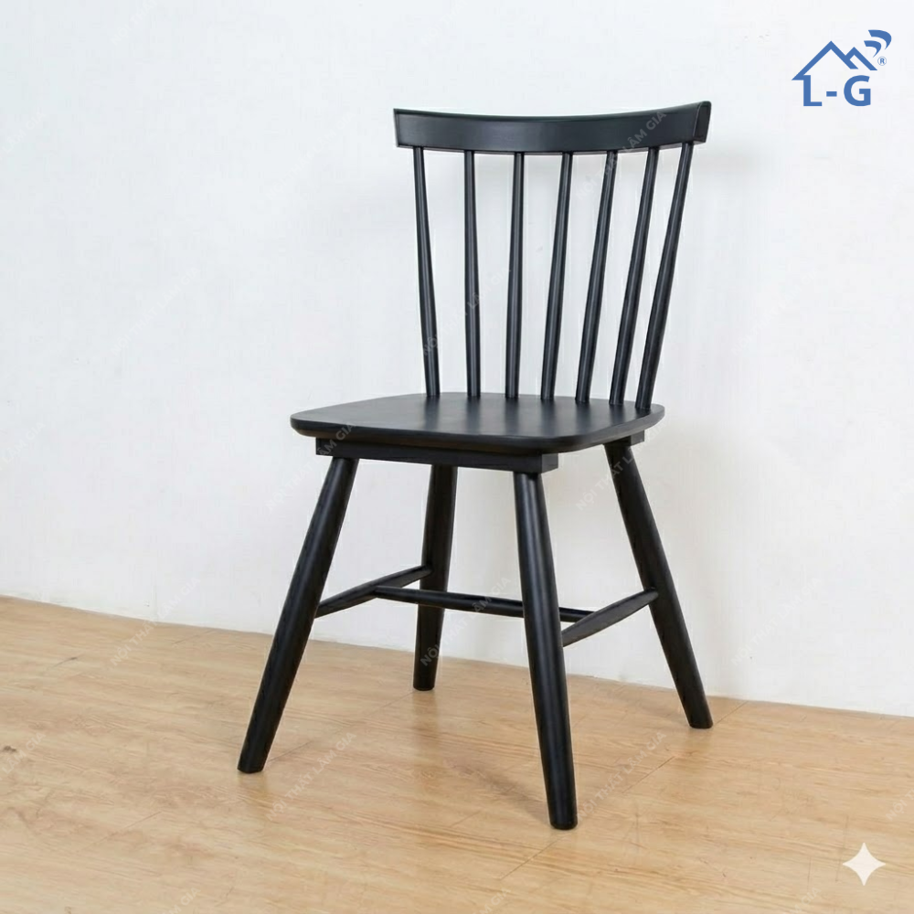 Ghế Ngồi Gỗ Cao Su Lâm Gia 7 Nan (GNGCSLG7N)