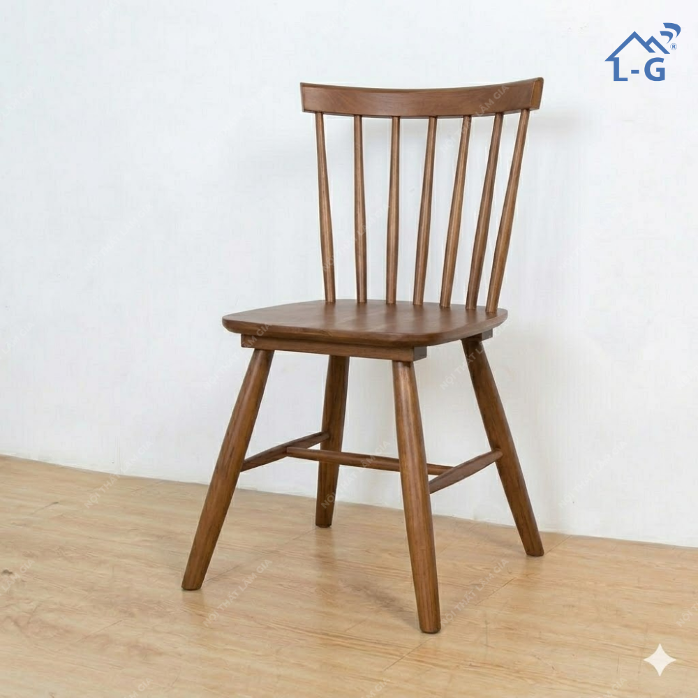 Ghế Ngồi Gỗ Cao Su Lâm Gia 7 Nan (GNGCSLG7N)