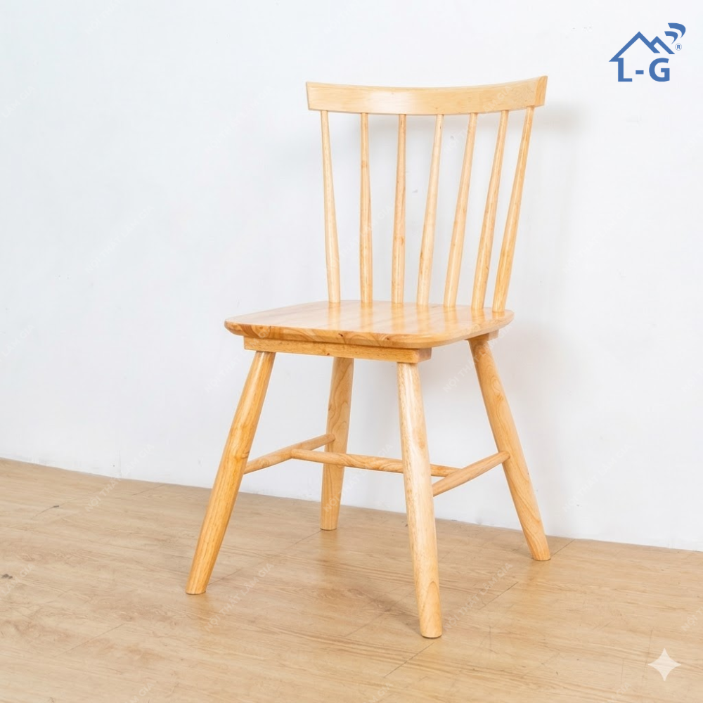 Ghế Ngồi Gỗ Cao Su Lâm Gia 7 Nan (GNGCSLG7N)