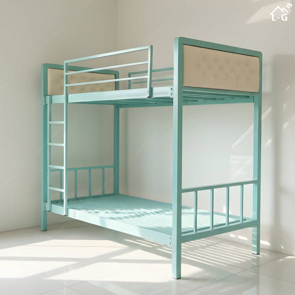 Giường Sắt Tầng Sắt Thẳng Hộp 4x4 Đầu Bọc Nệm (GTST4X4DBN)