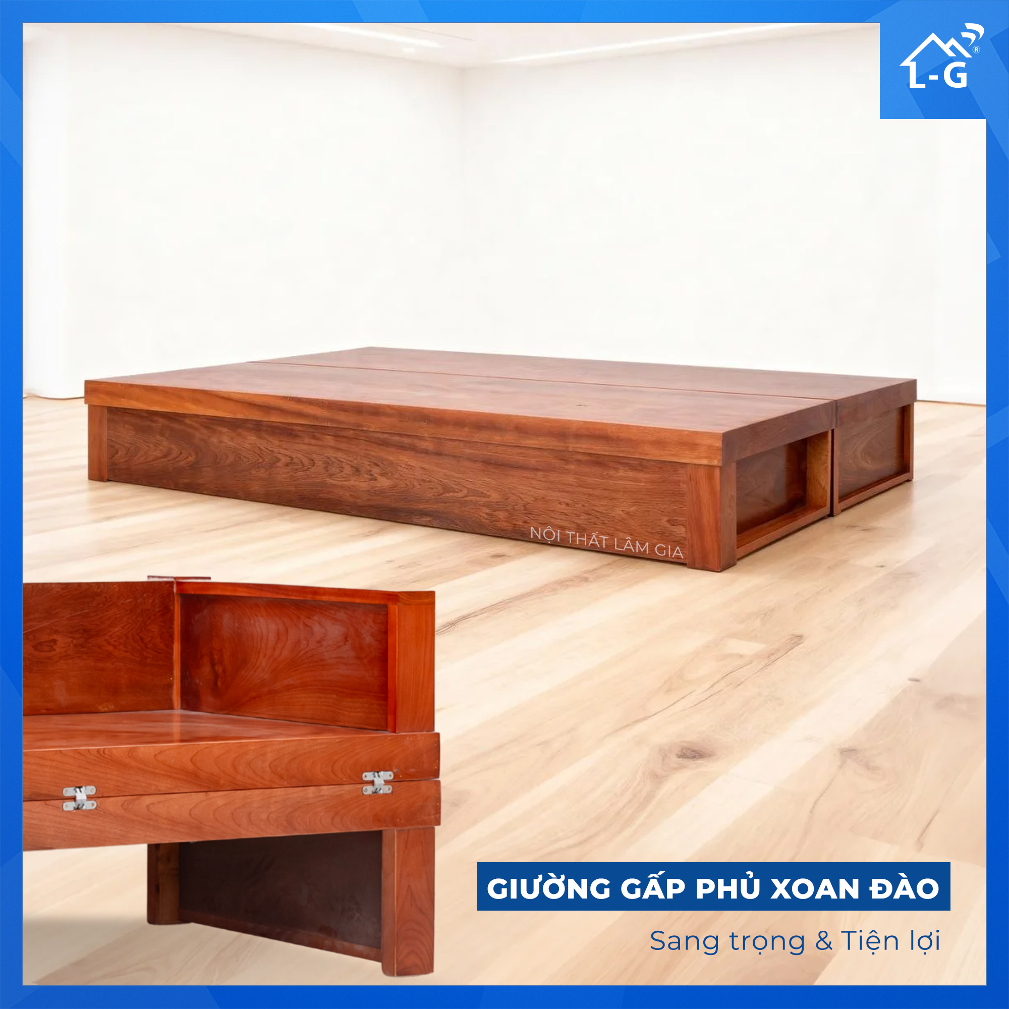 Giường Gấp Gỗ Phủ Xoan Đào Cao Cấp (GGGPXDCC)