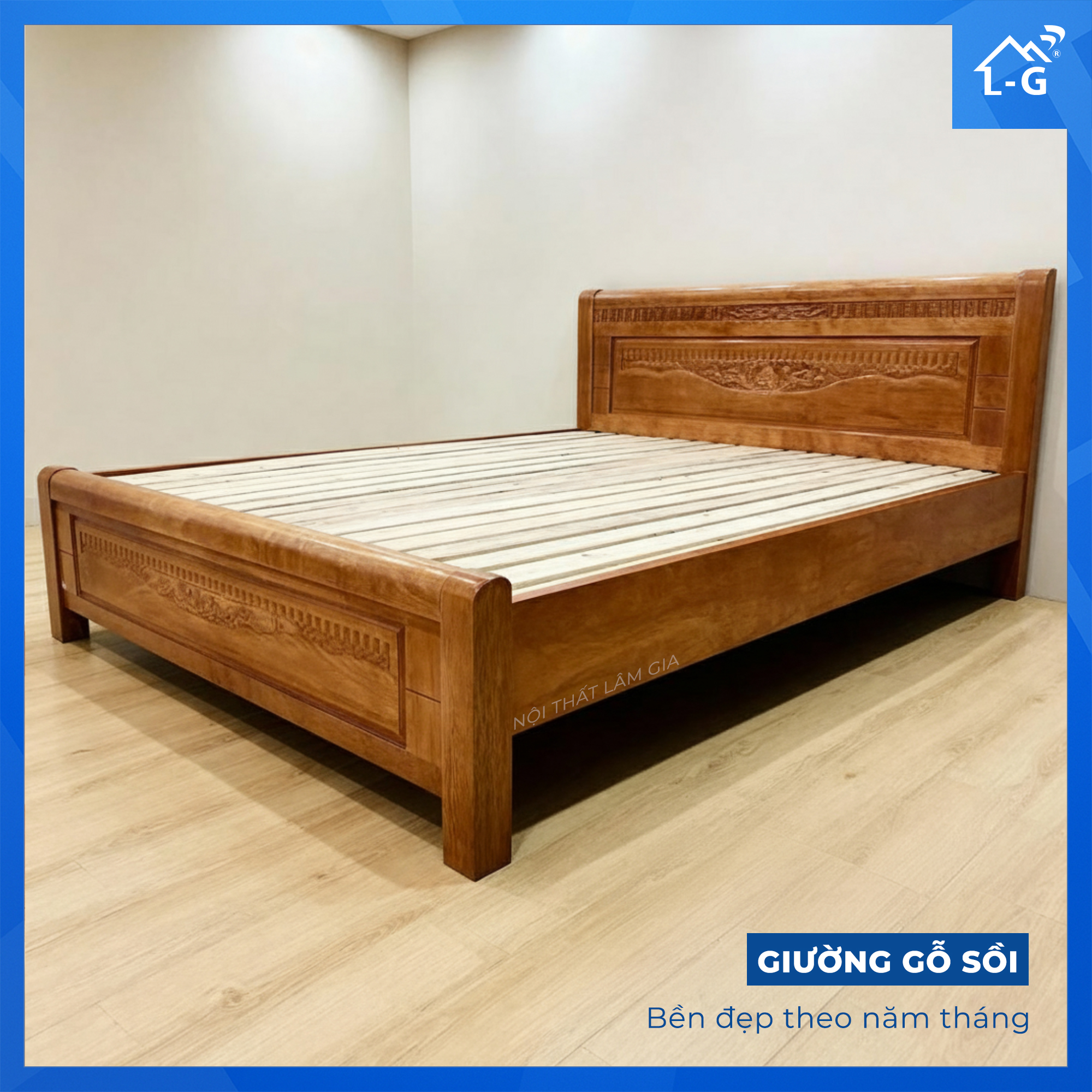 Giường Gỗ Sồi Tự Nhiên Lâm Gia (GGSTNLG)