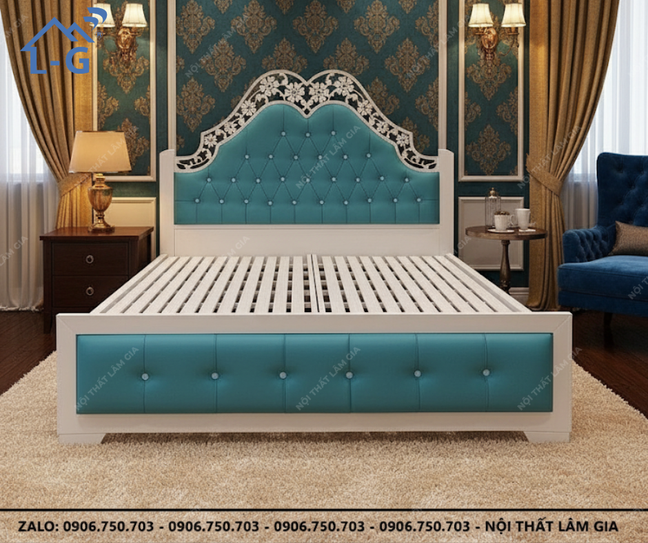 Giường Sắt Hộp 4X8 Tiểu Thư Cao Cấp Mẫu 666 Phong Cách