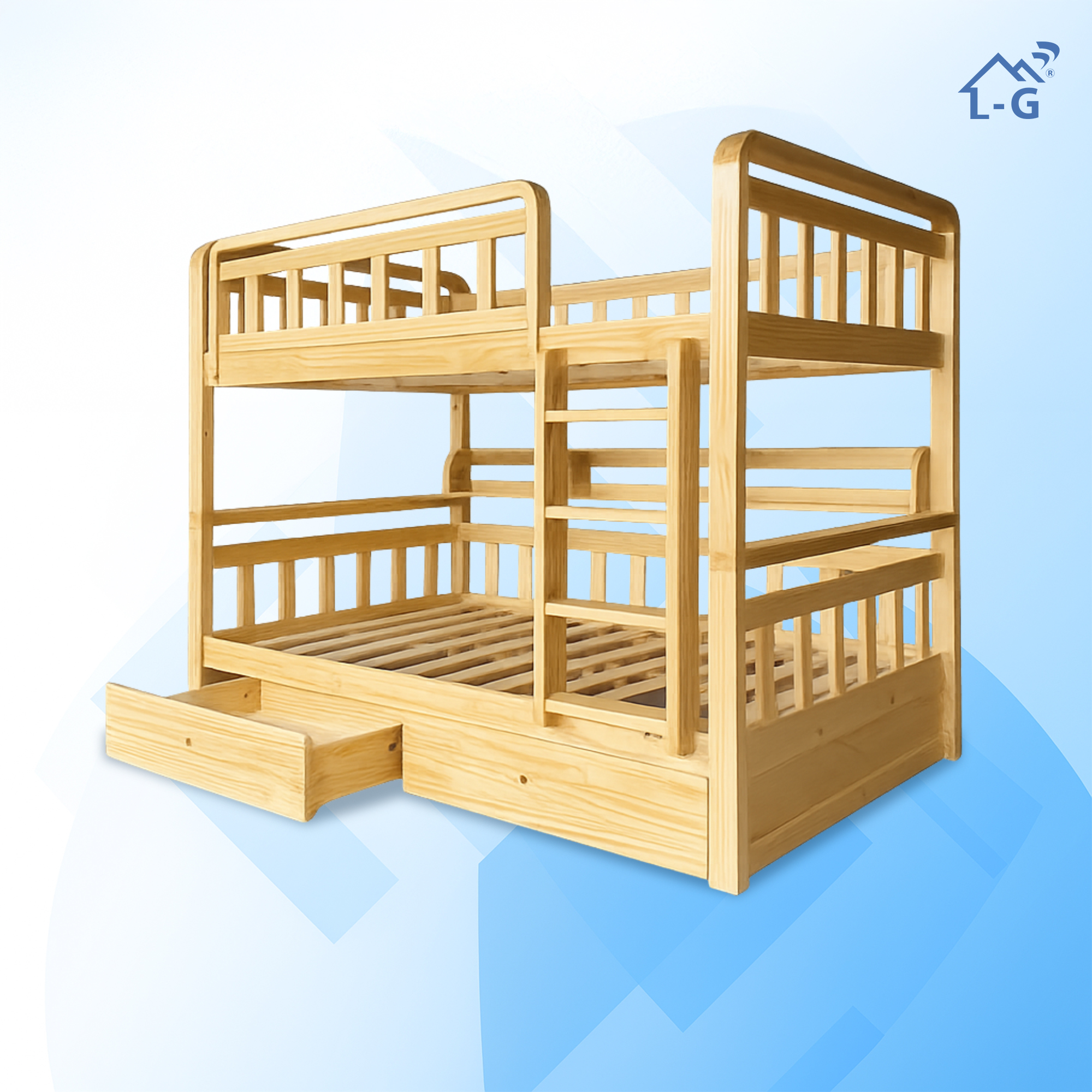 Giường Tầng Gỗ Thông Mỹ 2 Tầng Bằng Cao Cấp - BIN