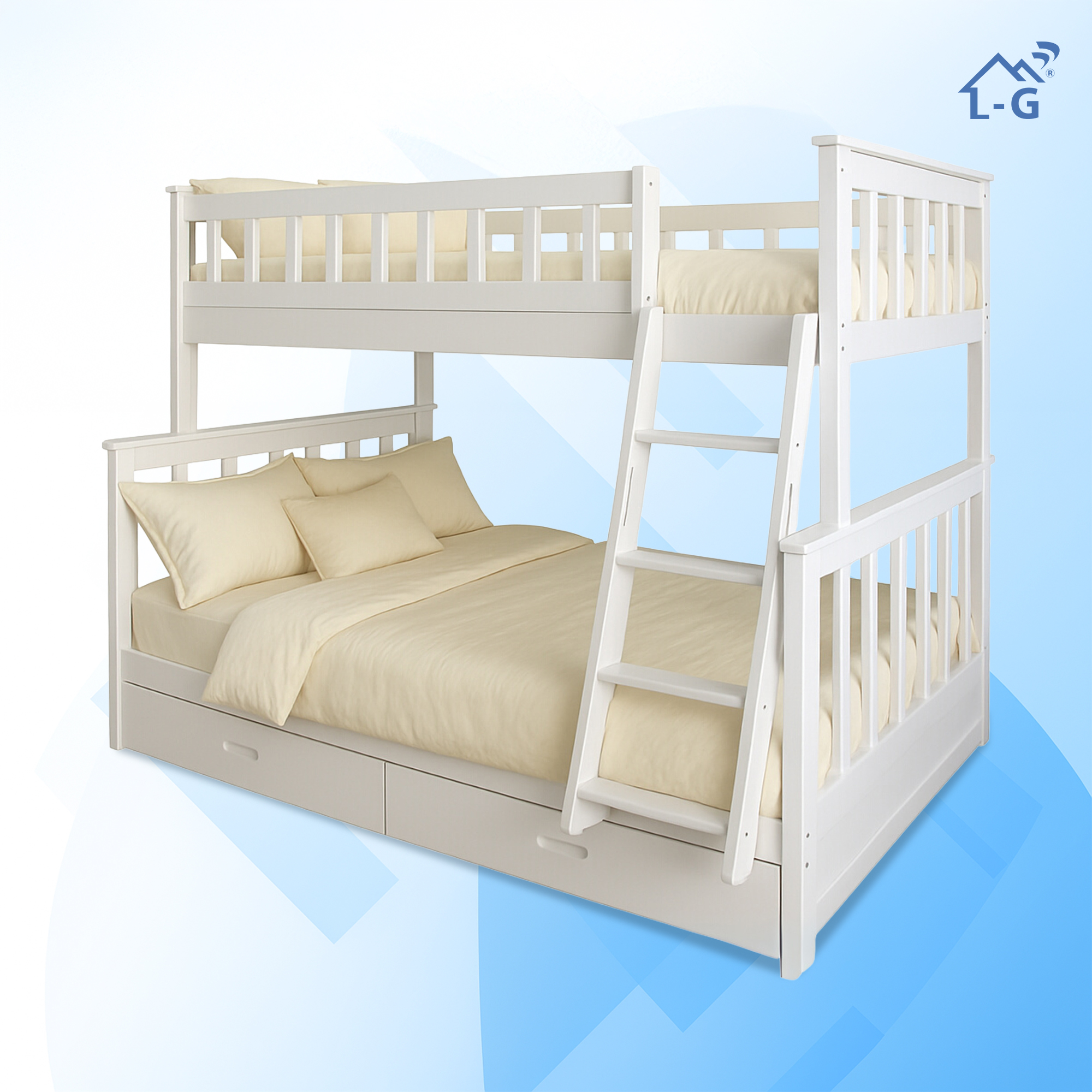 Giường Tầng Gỗ Thông Mỹ 2 Tầng Lệch 1M2/1M6 (BUN)