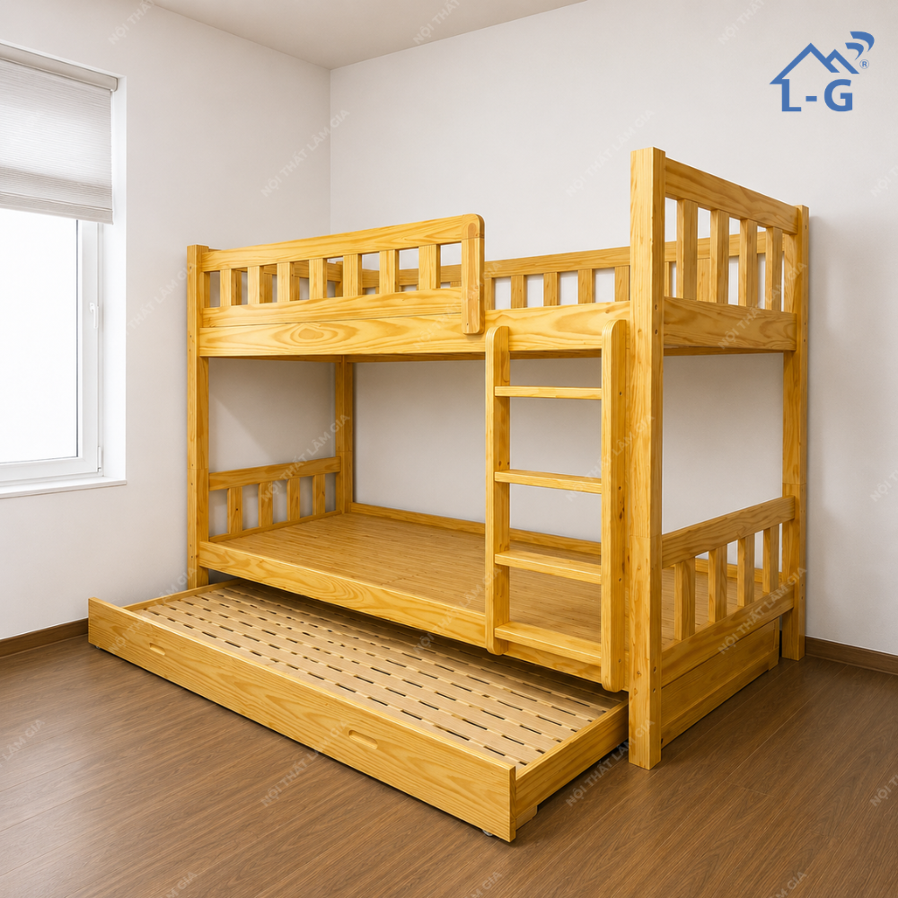 Giường Tầng Gỗ Thông Mỹ Mã ANA2T (GTGTM)