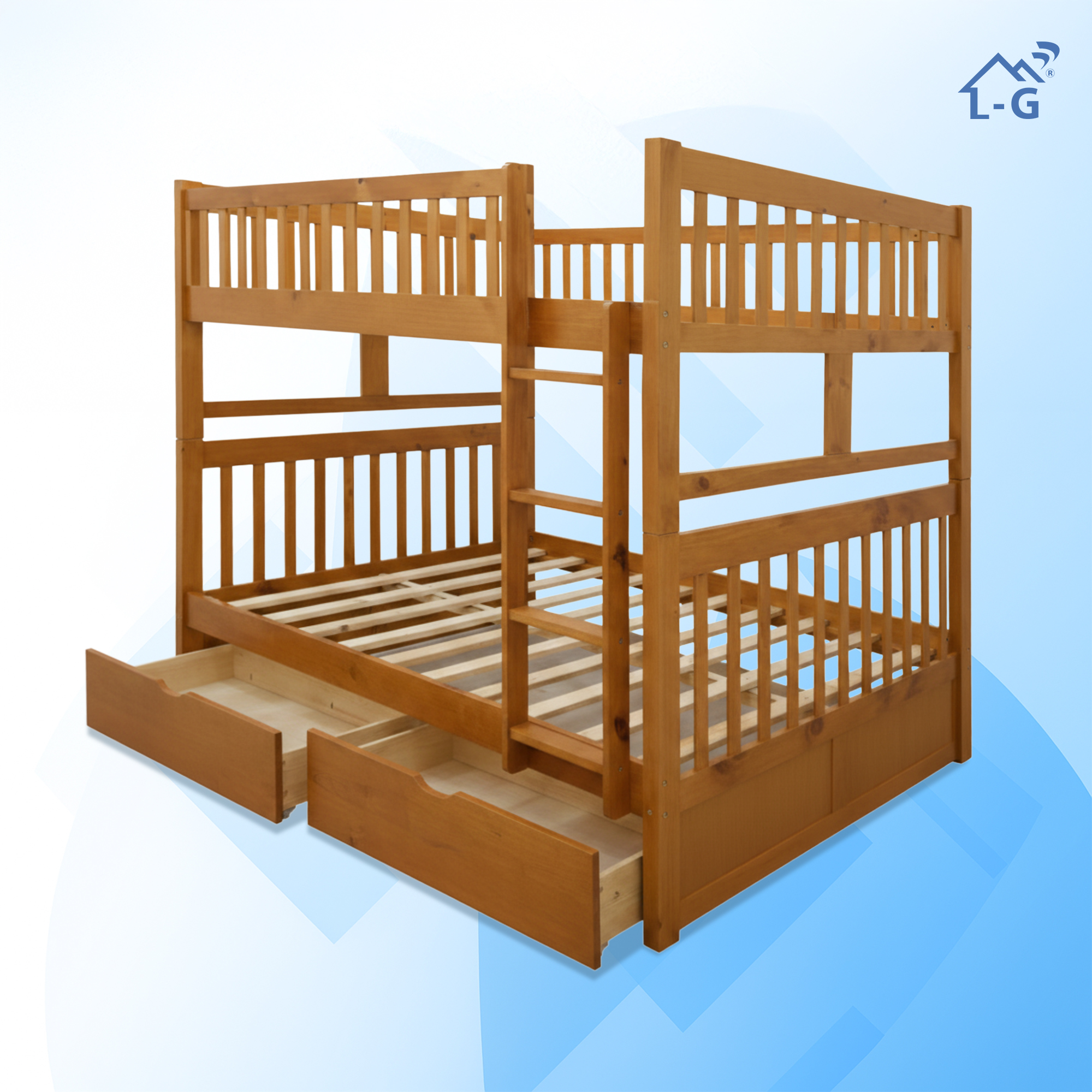 Giường Tầng Gỗ Thông Newzeland 1M - 1M Cho Bé Nhập Khẩu Giá Rẻ Có Hộc Kéo