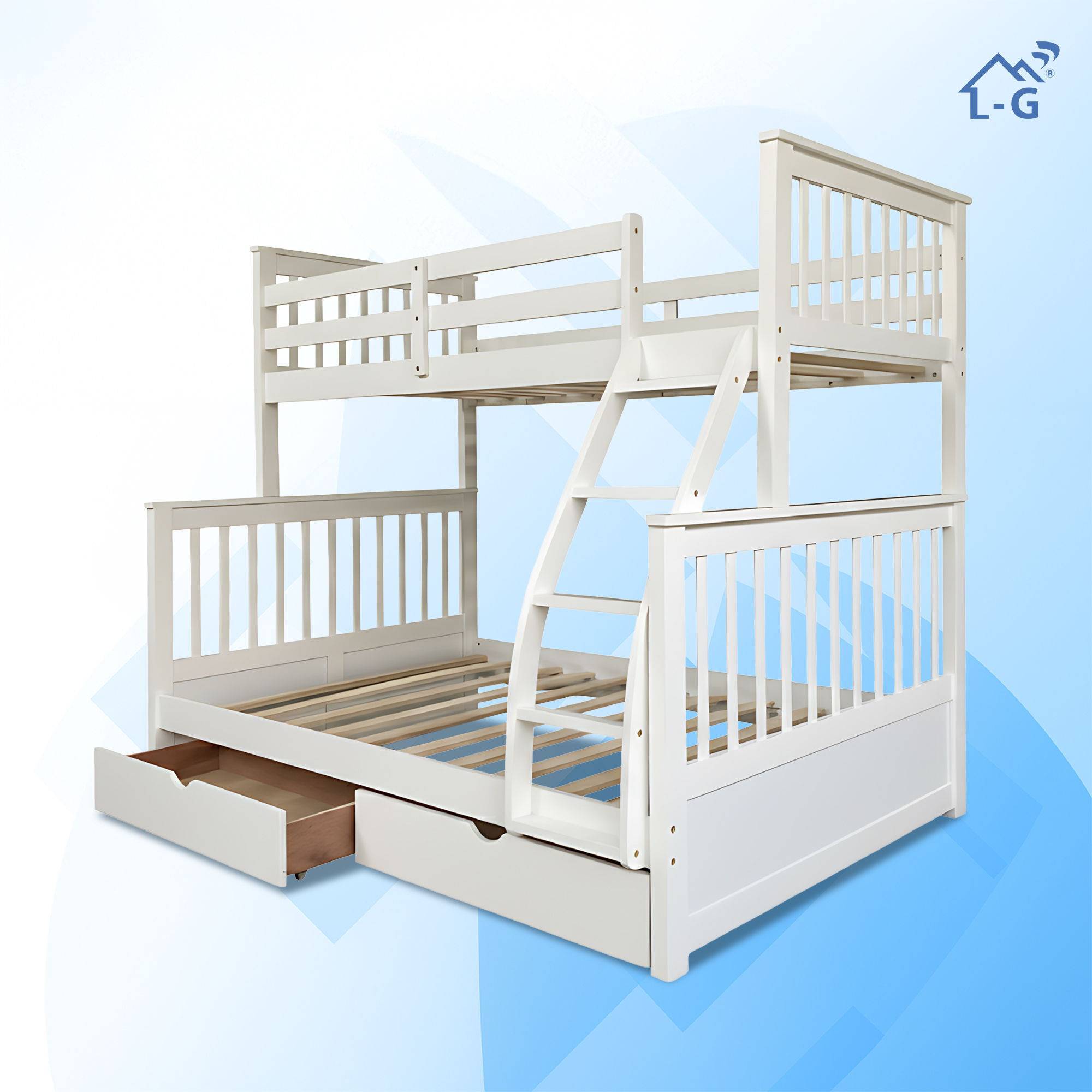 Giường hai tầng có hộc kéo 1m/1.4m x 1.93m xuất khẩu | Mã: BF 128 | Giường Tầng DAV