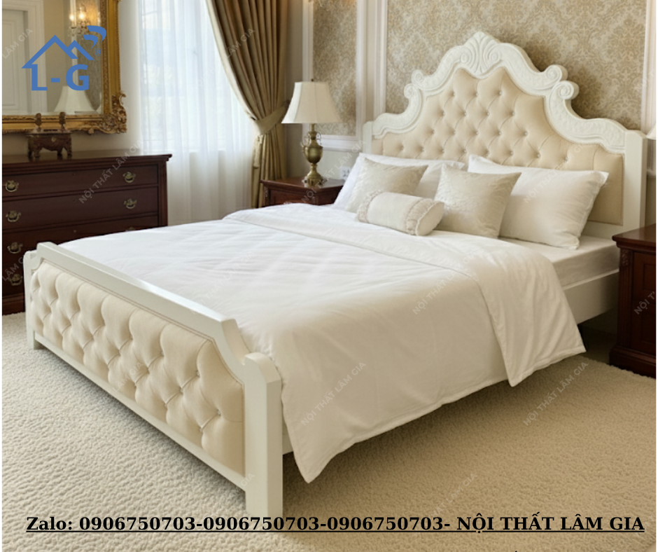 Giường sắt Tân Cổ Điển Trụ 75 đầu cao