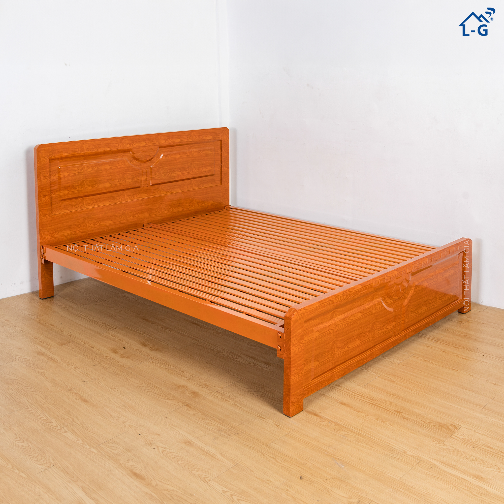 Giường Sắt Hộp 4x8 Sơn Giả Gỗ (GSH4x8SGG)