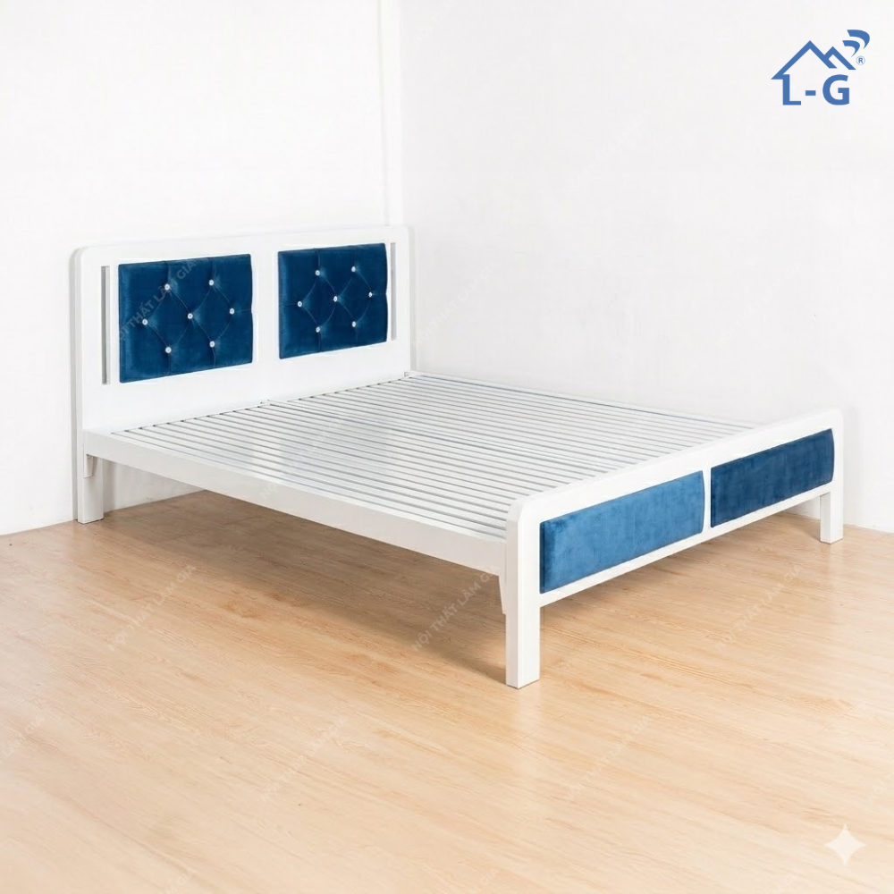 Giường Sắt Hộp 4x8 Mẫu 2 Đầu Nệm Mã 316(GSHM2DN)