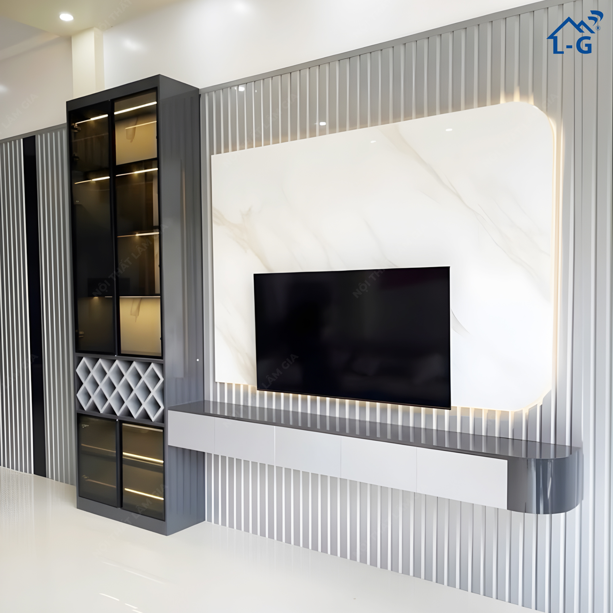 THI CÔNG TỦ KỆ TIVI NHỰA ECOPLAST TÍNH THEO MÉT DÀI