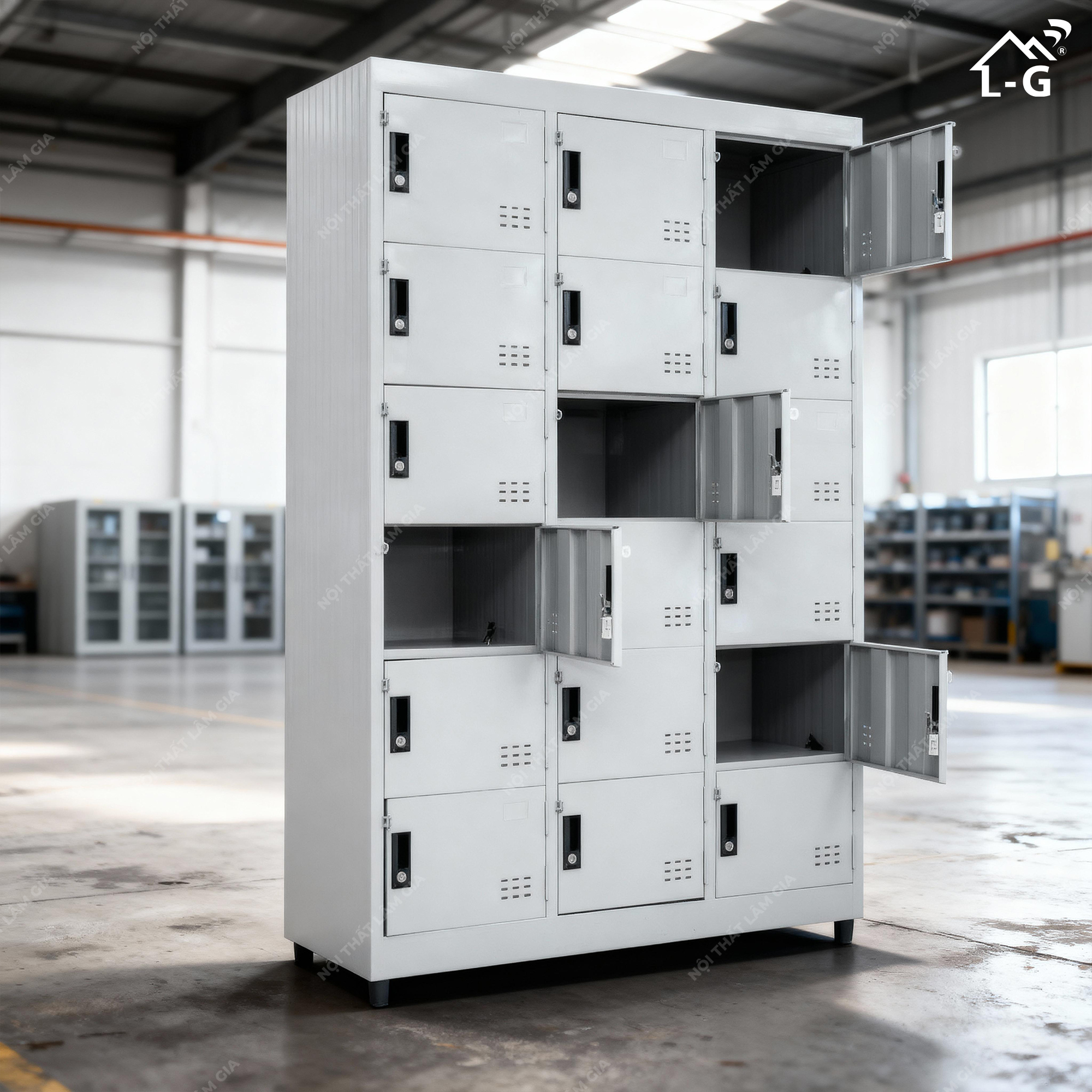 Tủ Hồ Sơ Sắt Sơn Tĩnh Điện 18 Cửa (THS-LG)