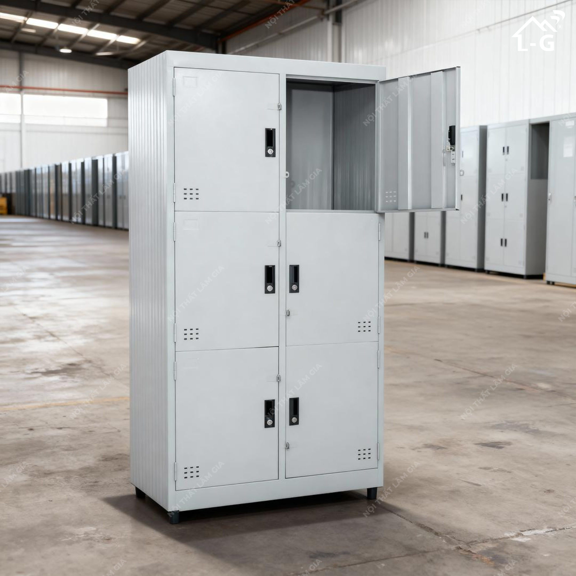 Tủ Hồ Sơ Sắt Sơn Tĩnh Điện 6 Cửa (THS-LG)