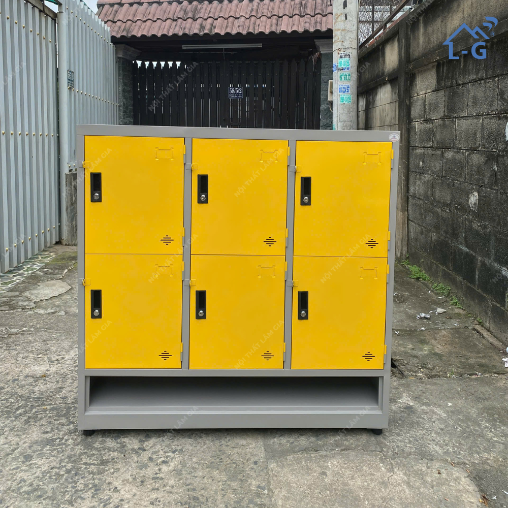 TỦ HỒ SƠ SẮT SƠN TĨNH ĐIỆN 6 NGĂN + KỆ GIÀY DÉP LÂM GIA (THS-LG)