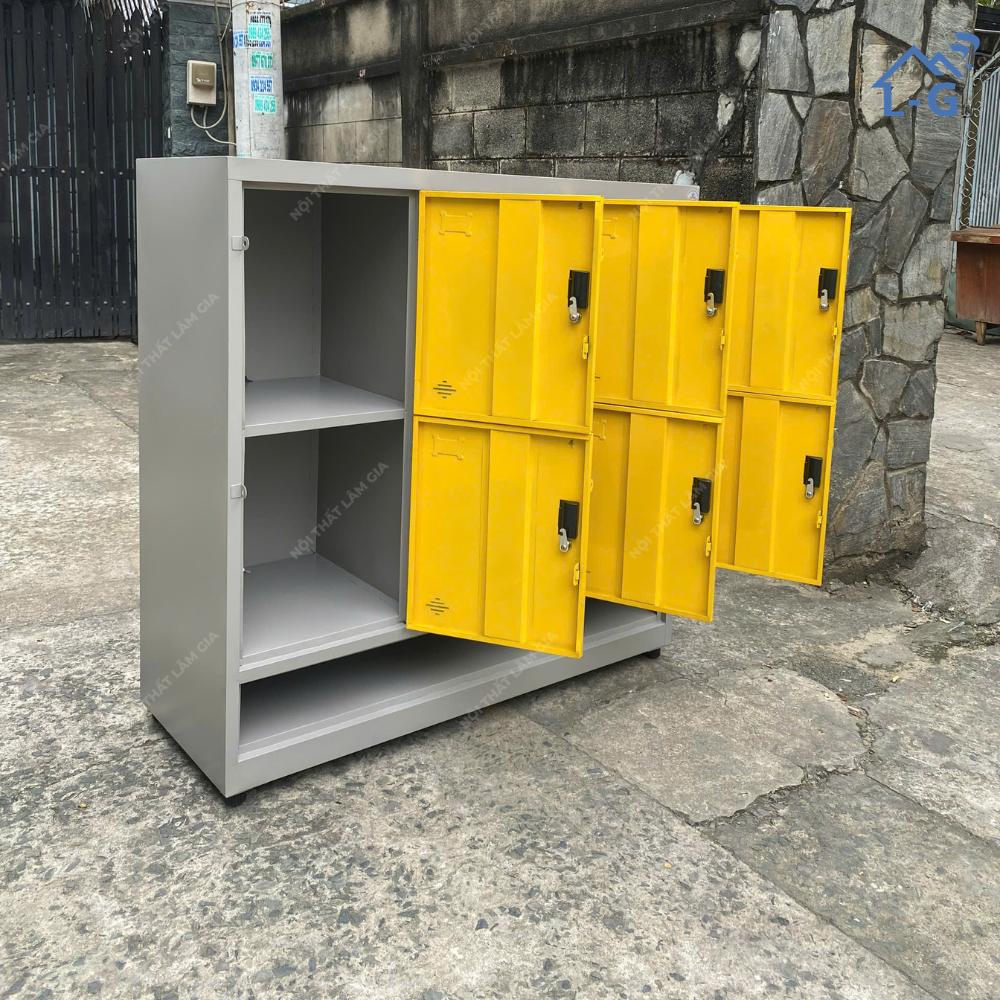 TỦ HỒ SƠ SẮT SƠN TĨNH ĐIỆN 6 NGĂN + KỆ GIÀY DÉP LÂM GIA (THS-LG)