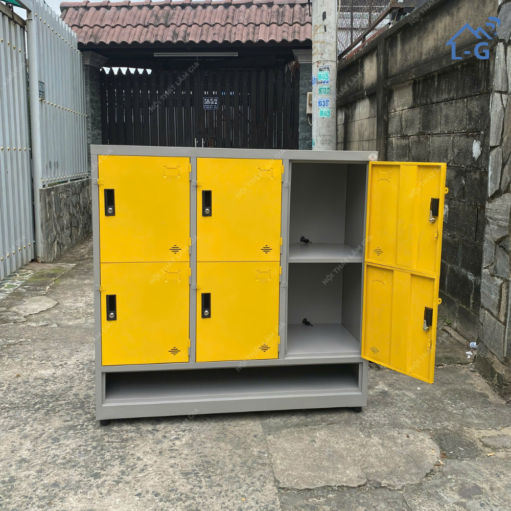 TỦ HỒ SƠ SẮT SƠN TĨNH ĐIỆN 6 NGĂN + KỆ GIÀY DÉP LÂM GIA (THS-LG)