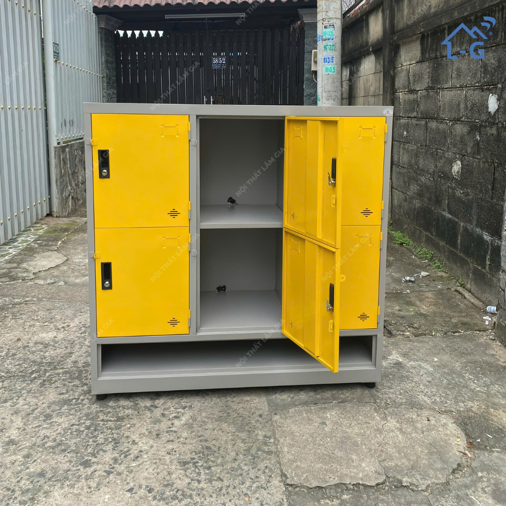 TỦ HỒ SƠ SẮT SƠN TĨNH ĐIỆN 6 NGĂN + KỆ GIÀY DÉP LÂM GIA (THS-LG)