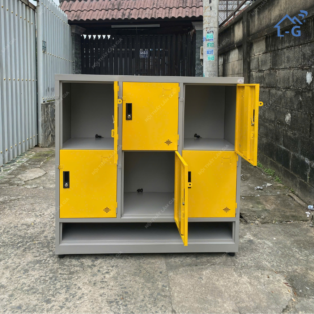 TỦ HỒ SƠ SẮT SƠN TĨNH ĐIỆN 6 NGĂN + KỆ GIÀY DÉP LÂM GIA (THS-LG)