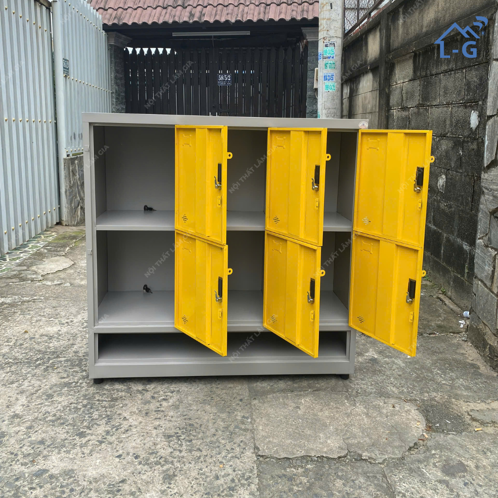 TỦ HỒ SƠ SẮT SƠN TĨNH ĐIỆN 6 NGĂN + KỆ GIÀY DÉP LÂM GIA (THS-LG)