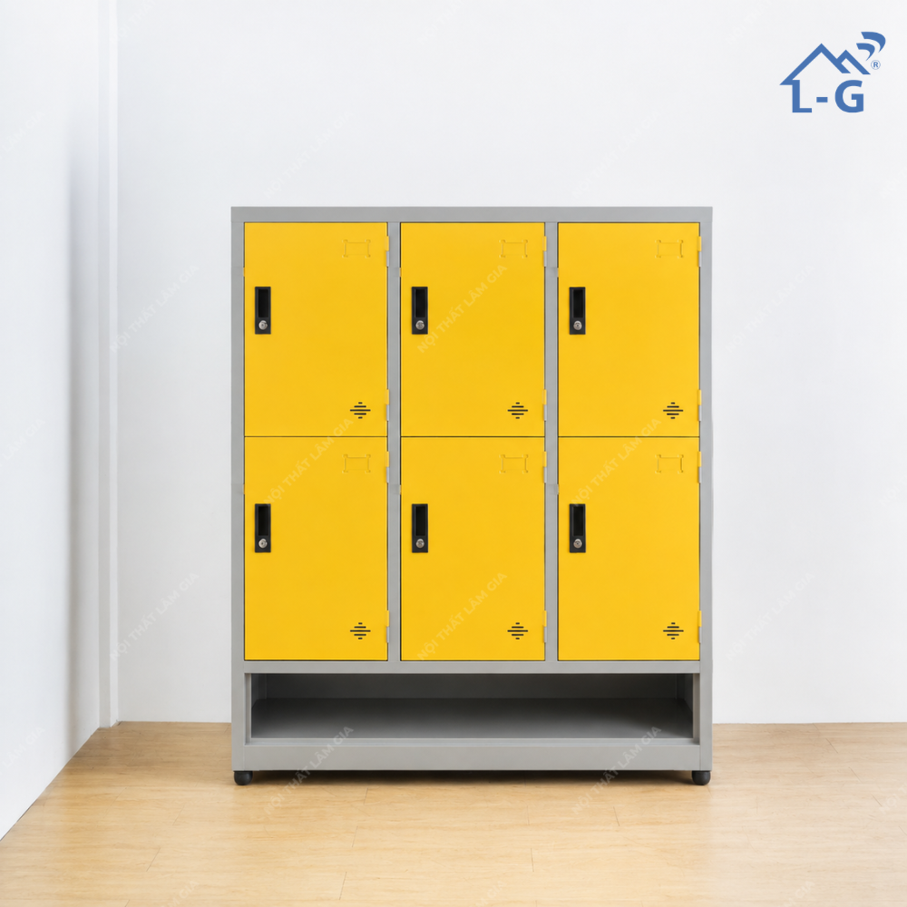 TỦ HỒ SƠ SẮT SƠN TĨNH ĐIỆN 6 NGĂN + KỆ GIÀY DÉP LÂM GIA (THS-LG)