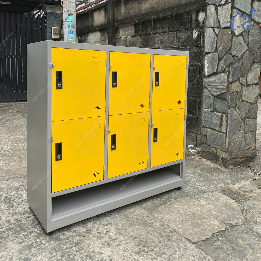 TỦ HỒ SƠ SẮT SƠN TĨNH ĐIỆN 6 NGĂN + KỆ GIÀY DÉP LÂM GIA (THS-LG)