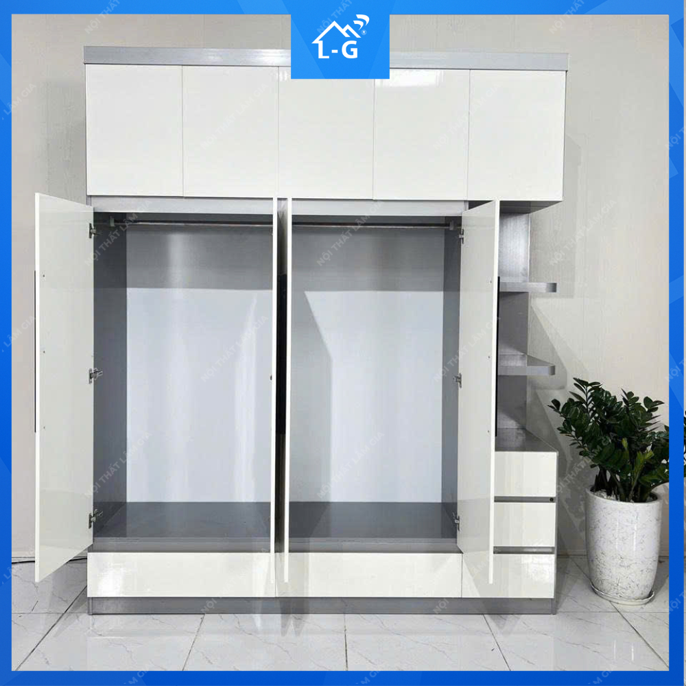 Tủ Quần Áo Nhựa Ecoplast 4 Cánh Có Kệ Trang Trí (TQANE4CCKTT)